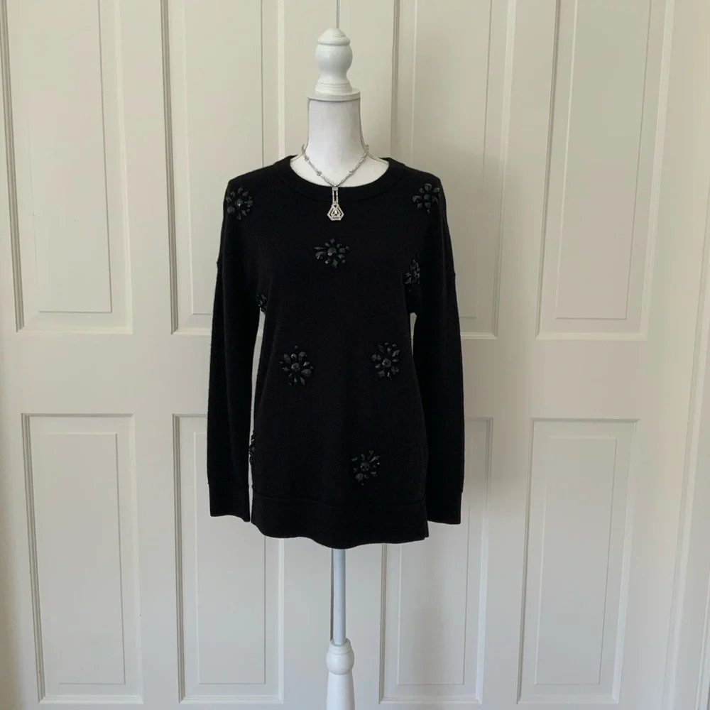 Kate Spade black wool blend embellished sweater M